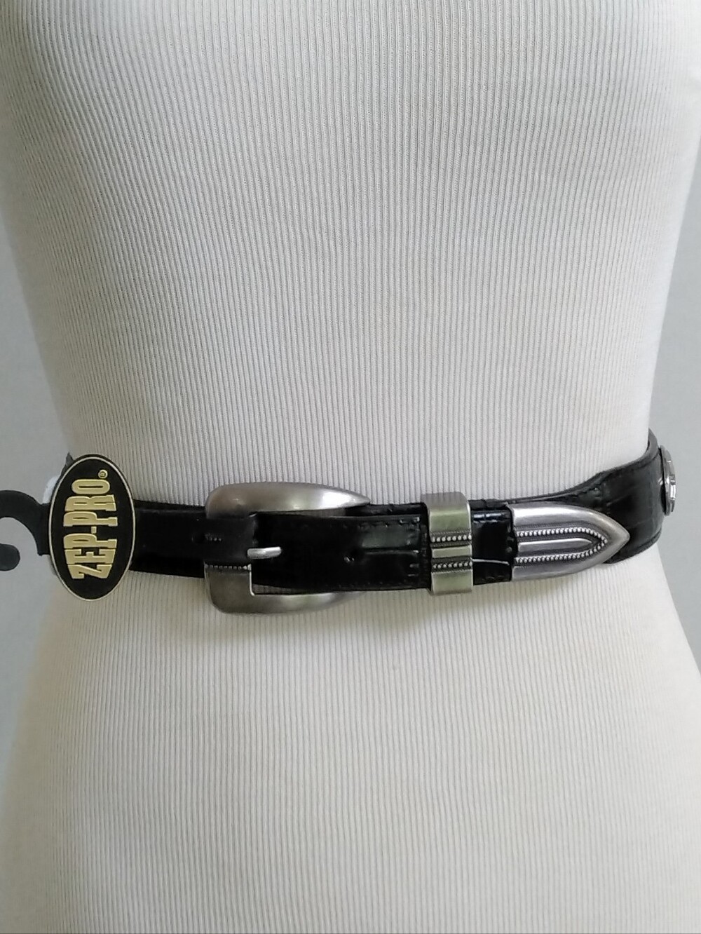 Texas Aggie A&M ZEP-PRO Black Croc Leather Concho Collegiate Belt Sz 40 NWT